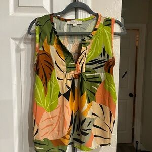 LOFT Multicolor Leaf Print Blouse